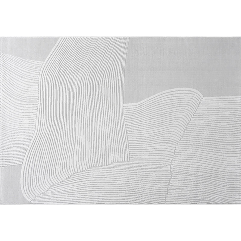Fancy Grey Stripe Print Rug Polyester Modern Area Rug Easy Care Area Carpet for Living Room