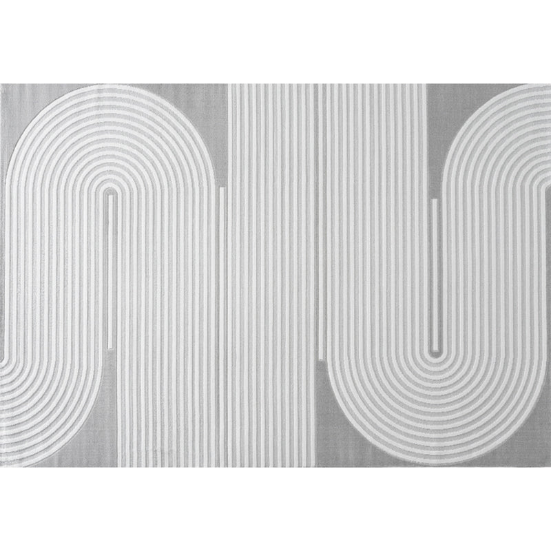 Fancy Grey Stripe Print Rug Polyester Modern Area Rug Easy Care Area Carpet for Living Room