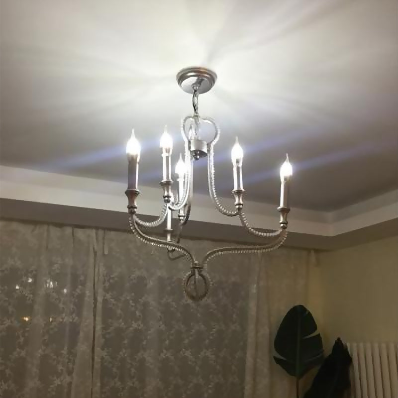 Lámpara de araña con cuentas de cristal 6 cabezas de 6 cabezas envejecida de plataforma de iluminación suspendida