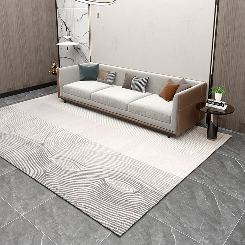 Grey Modern Area Carpet Polyester Stripe Pattern Rug Easy Care Area Rug for Home Decor