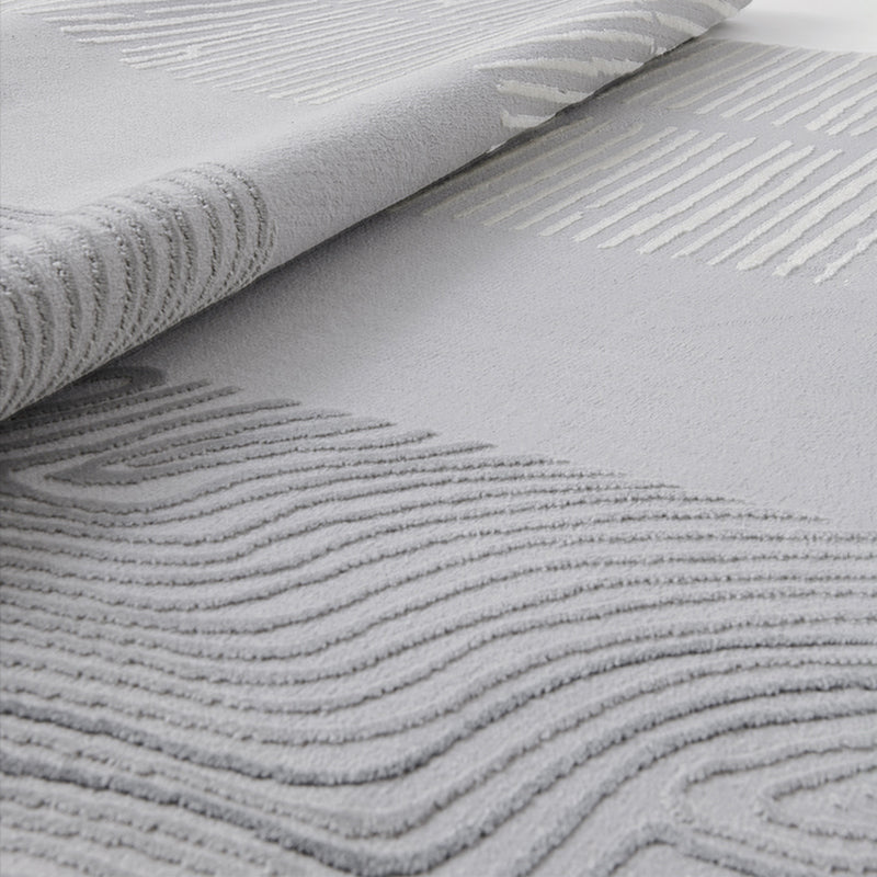 Grey Modern Area Carpet Polyester Stripe Pattern Rug Easy Care Area Rug for Home Decor