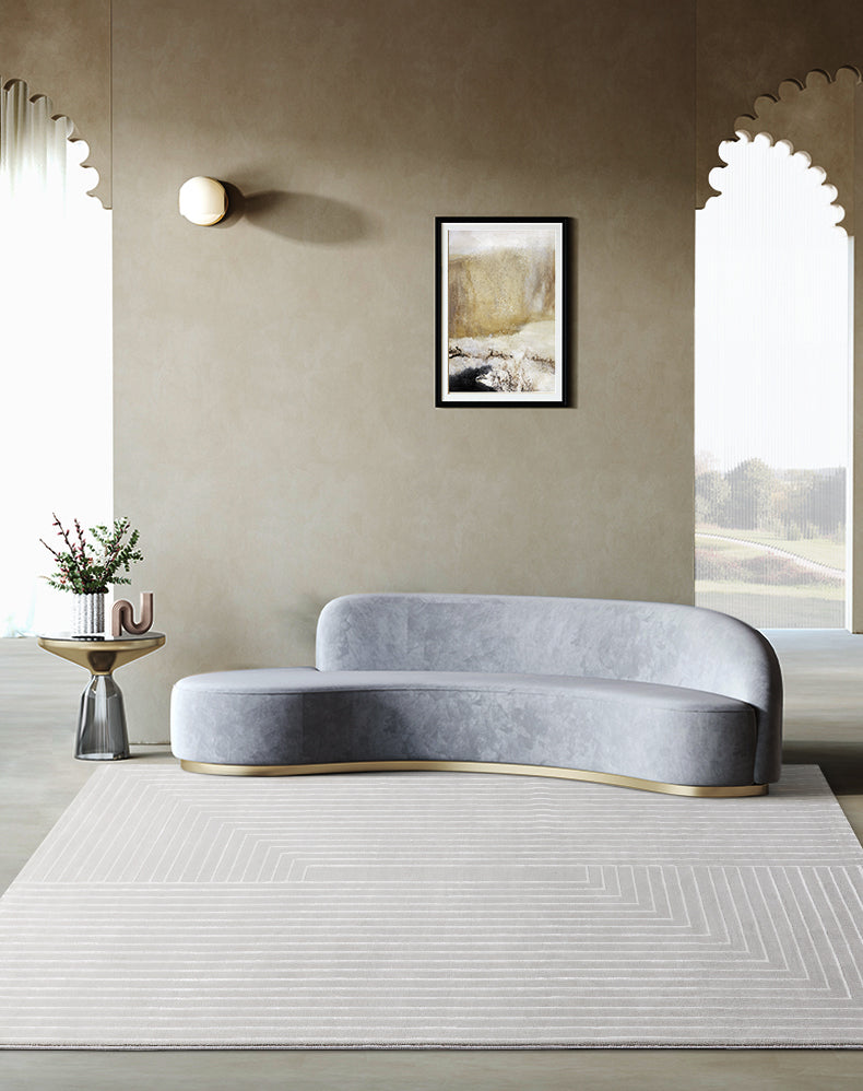 Grey Modern Area Carpet Polyester Stripe Pattern Rug Easy Care Area Rug for Home Decor