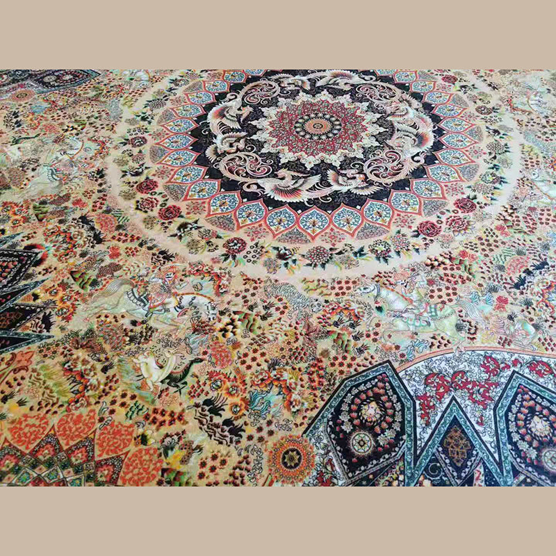 Nostalgia Ethnic Style Carpet Polyester Area Rug Stain Resistant Indoor Carpet for Living Room
