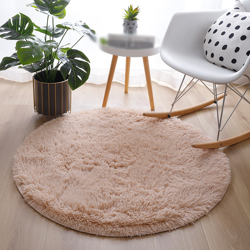 Modern Shag Carpet Solid Relaxing Round Rug Polyester Stain Resistant Indoor Carpet for Living Room