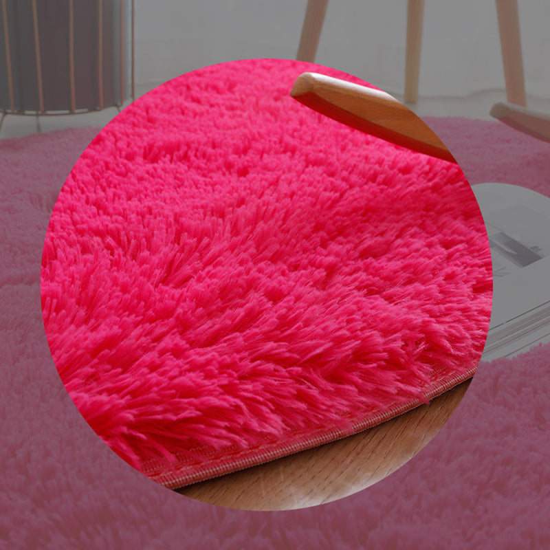 Modern Shag Carpet Solid Relaxing Round Rug Polyester Stain Resistant Indoor Carpet for Living Room