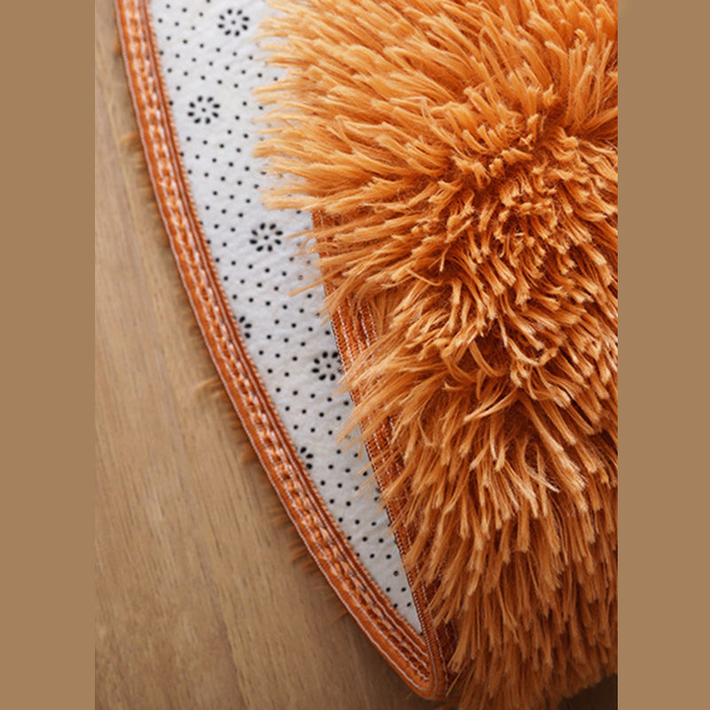Modern Shag Carpet Solid Relaxing Round Rug Polyester Stain Resistant Indoor Carpet for Living Room