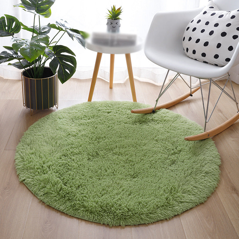 Round Home Decoration Shag Rug Relaxing Plain Carpet Polyester Non-Slip Backing Indoor Rug