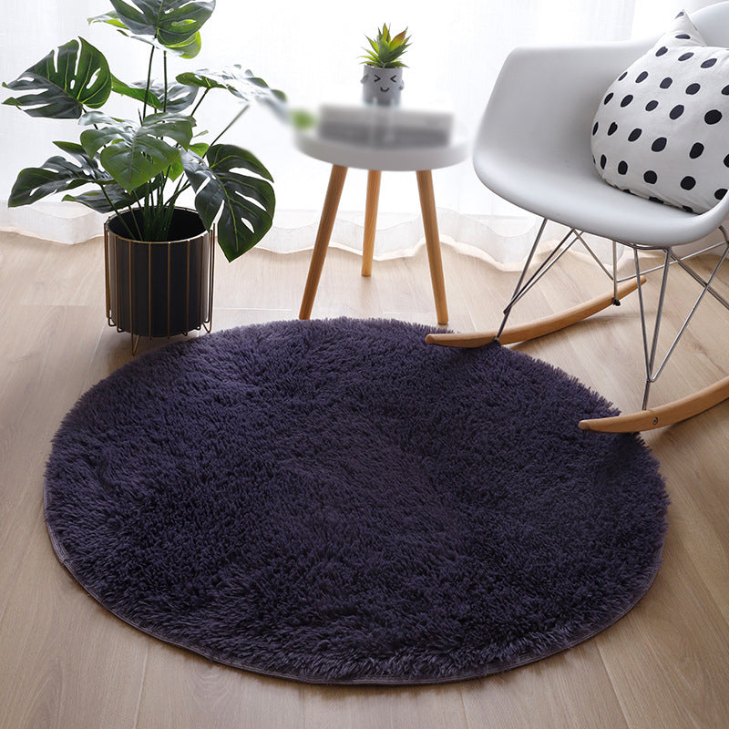 Round Home Decoration Shag Rug Relaxing Plain Carpet Polyester Non-Slip Backing Indoor Rug