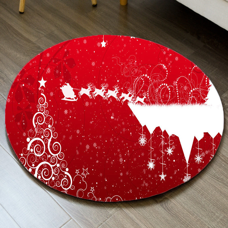 Classic Area Carpet Polyster Christmas Theme Indoor Rug Washable Anti-Slip Rug for Home Decoration