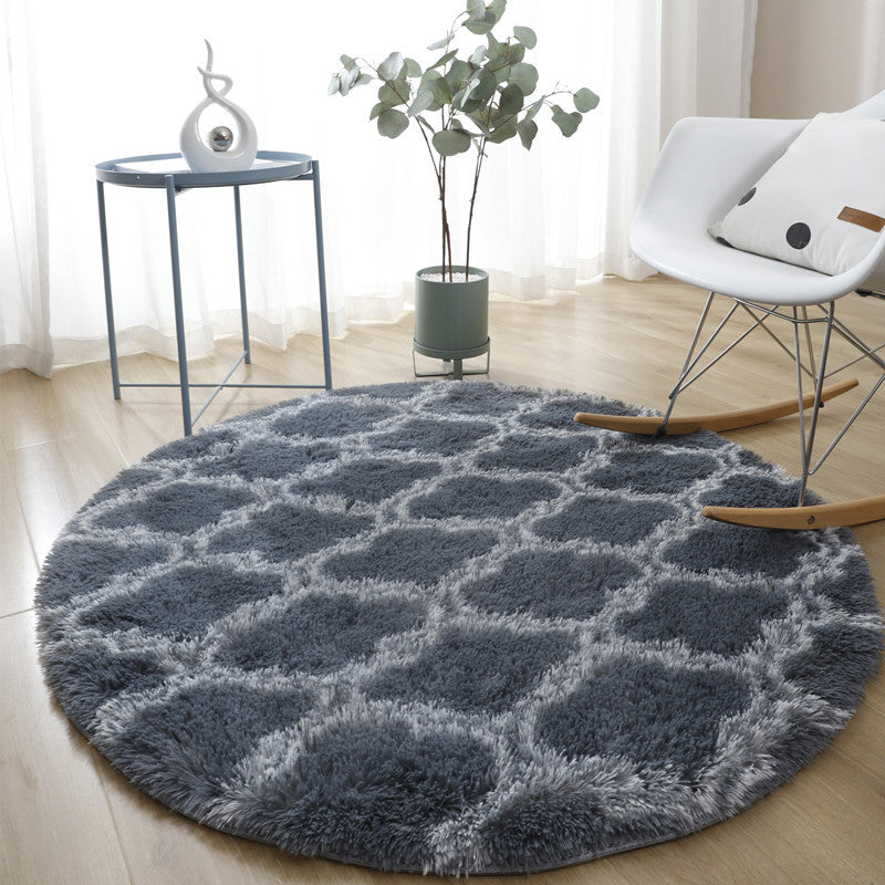 Novelty Trellis Print Carpet Polyester Round Indoor Rug Non-Slip Backing Area Carpet for Living Room