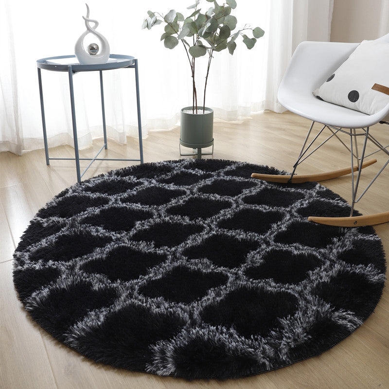 Novelty Trellis Print Carpet Polyester Round Indoor Rug Non-Slip Backing Area Carpet for Living Room