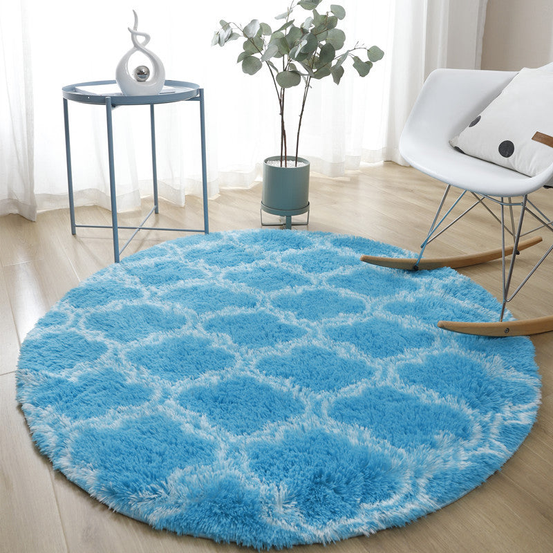 Novelty Trellis Print Carpet Polyester Round Indoor Rug Non-Slip Backing Area Carpet for Living Room