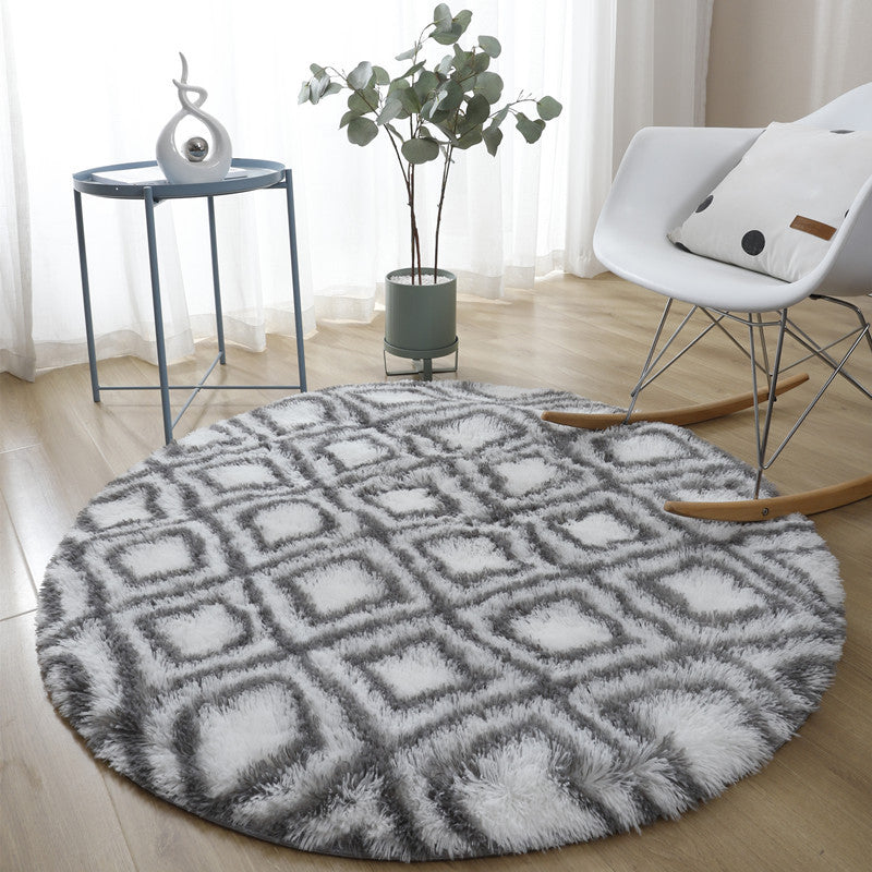 Novelty Trellis Print Carpet Polyester Round Indoor Rug Non-Slip Backing Area Carpet for Living Room