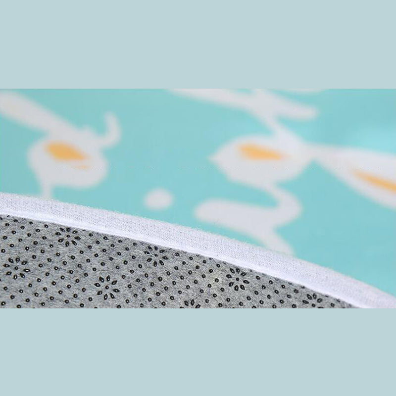 Round Funky Living Room Carpet Christmas Print Rug Polyester Washable Carpet with Non-Slip Backing