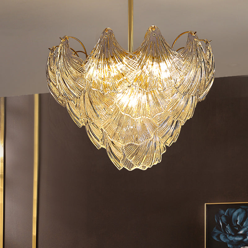 Brass Conical Semi Flush Mount Modern 9 Heads Crystal Dicht bij plafondlamp voor slaapkamer