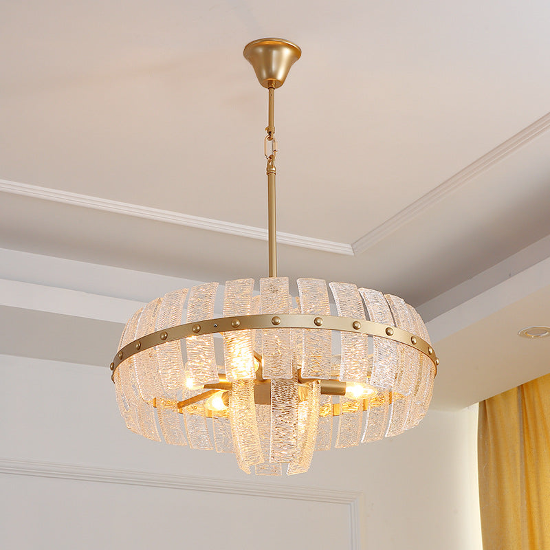 Lampe à lustre ronde Crystal moderne 6/8 têtes en laiton plafond suspendu, 23,5 "/31,5" de large