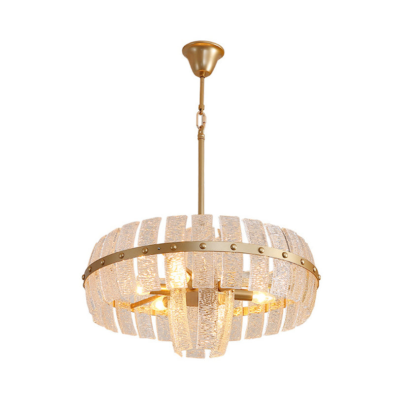 Lampe à lustre ronde Crystal moderne 6/8 têtes en laiton plafond suspendu, 23,5 "/31,5" de large