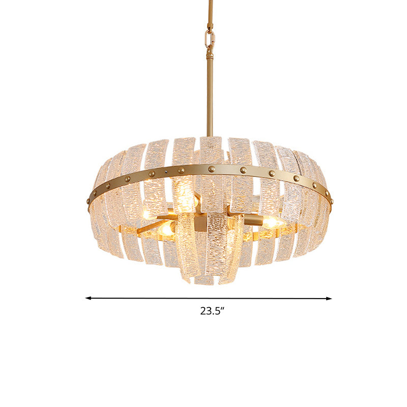 Lampe à lustre ronde Crystal moderne 6/8 têtes en laiton plafond suspendu, 23,5 "/31,5" de large