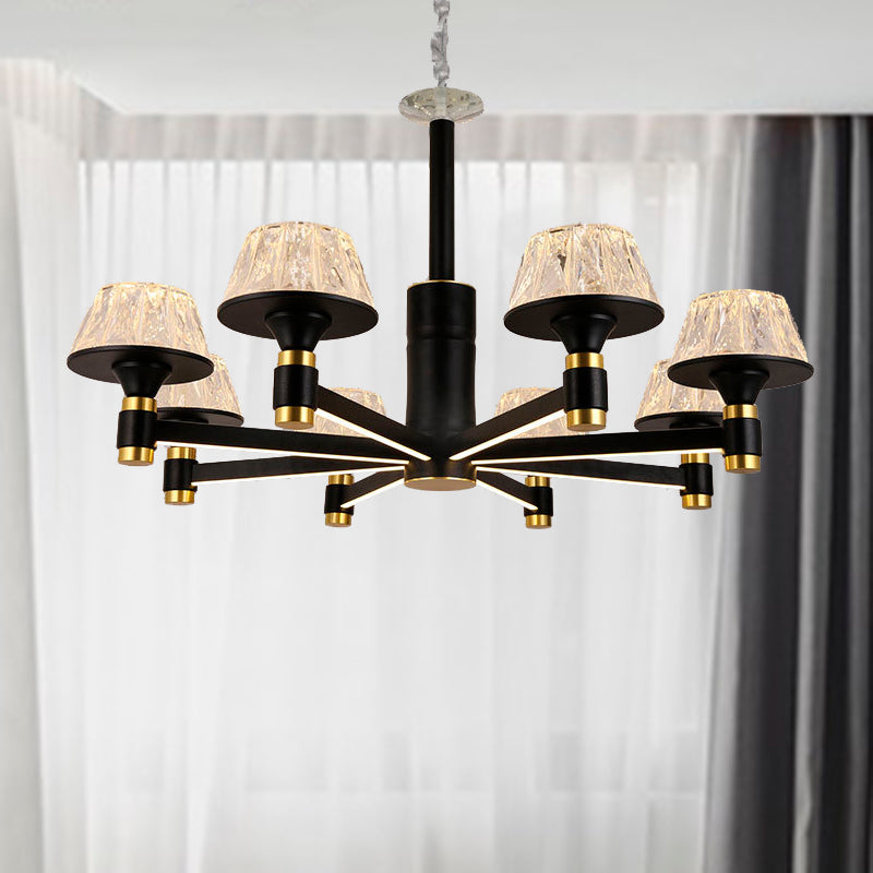 Chandelier de lustre de plafond Crystal Crystal 6/8/12 Bulbes 27,5 "/33,5" /37,5 "Light pendant noir suspendu noir de largeur