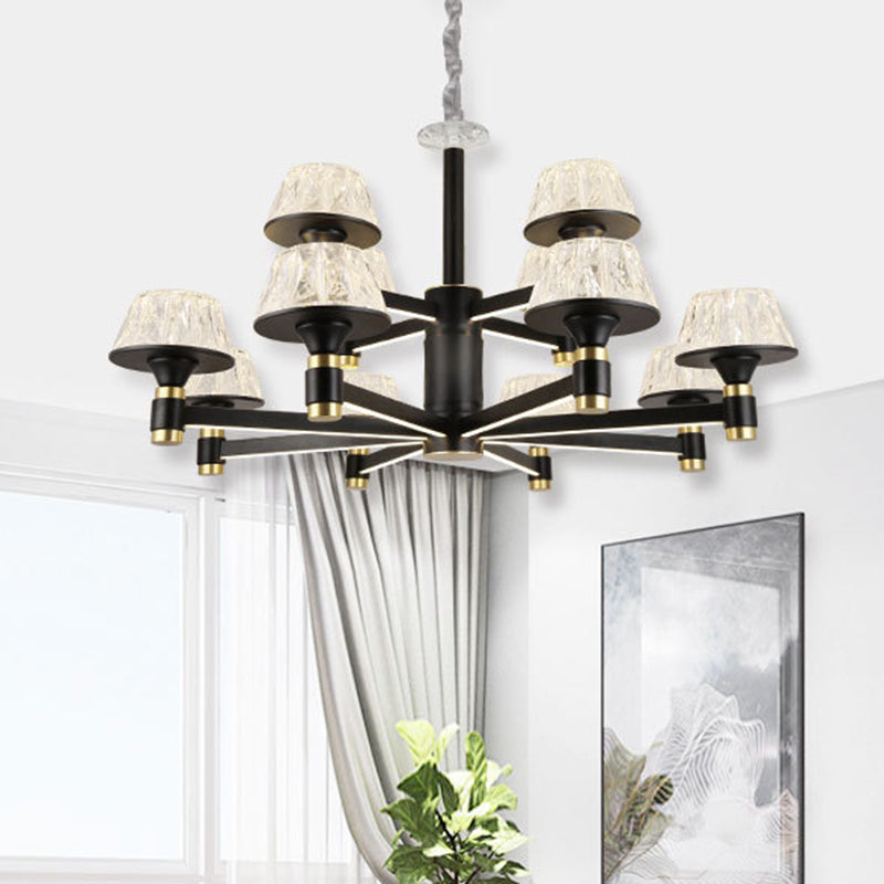 Chandelier de lustre de plafond Crystal Crystal 6/8/12 Bulbes 27,5 "/33,5" /37,5 "Light pendant noir suspendu noir de largeur