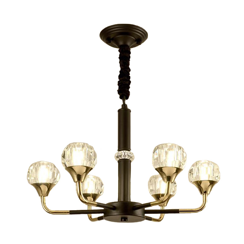 Globe Pendant Chandelier moderniste Crystal biseauté 6/8/10 Bulbes en laiton plafond Light, 22,5 "/ 26" / 30 "de largeur