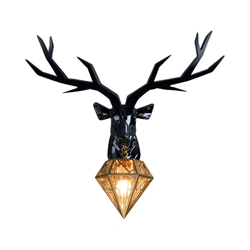 Elk Resin Wall Mounted Lamp Loft Style 1 Head Black/White/Gold SCONCE Licht met Diamond Cage Shade, 14,5 "/19.5" W