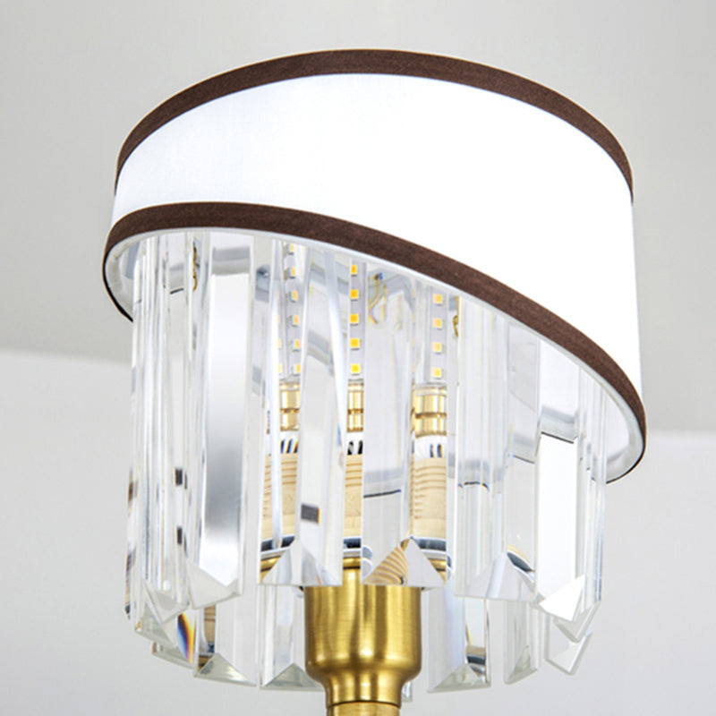 MODERNE 3 têtes CHANDELIER LICHING BRASS CYLINDRICAL HORDING LUMING Kit avec Crystal Shade