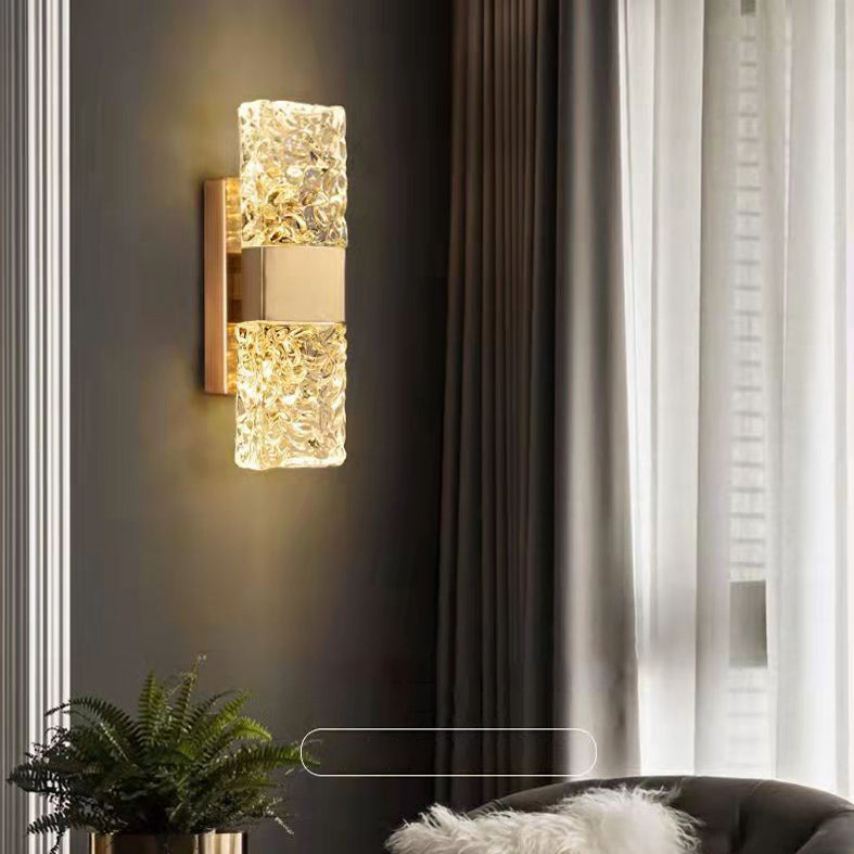 Minimalista Rectángulo Luz Luz Luz Crystal LED Dormitorio Luz de pared de la pared en oro