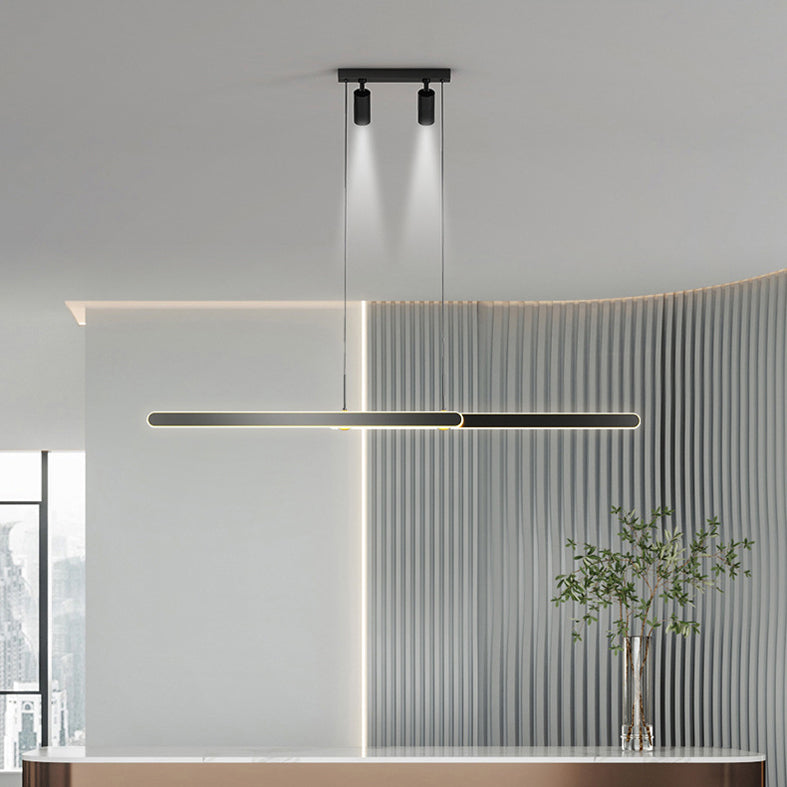Accesorio de iluminación de lámpara de metal lineal estilo led isla negra led lámpara de techo de techo