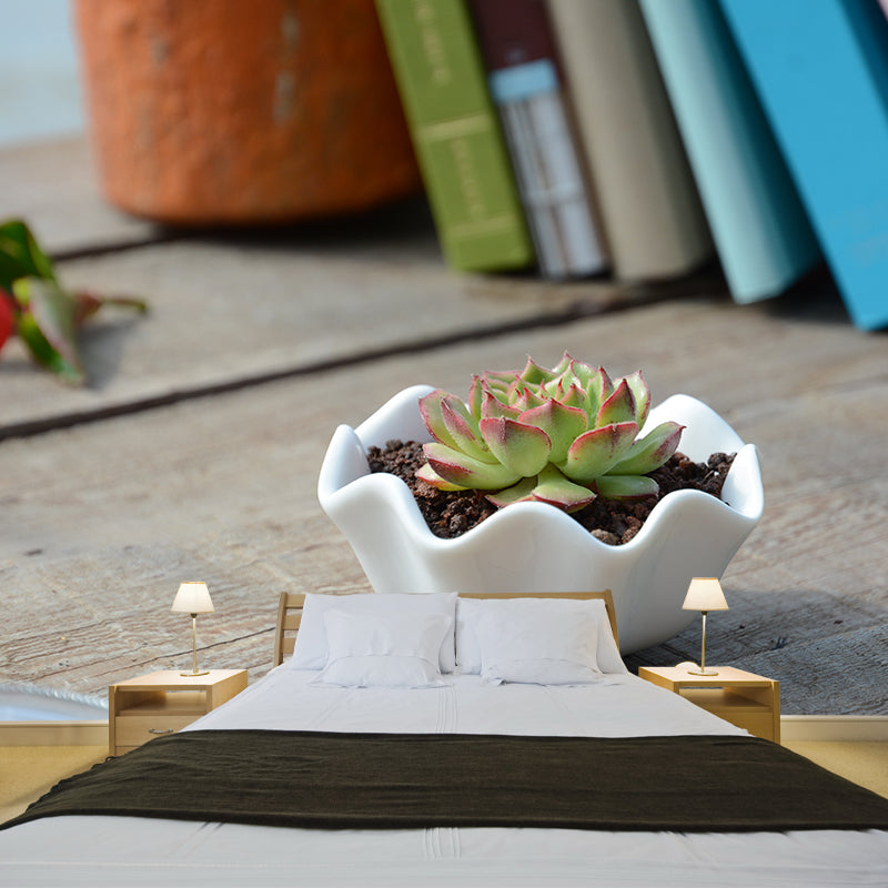 Green Tropical Plant Wall Covering for Study Room, Personalized Size Available