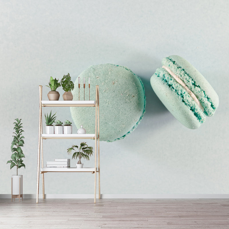Tempting Macaron Snack Mural Wallpaper for Bakery Cake Shop, Commerce Decor