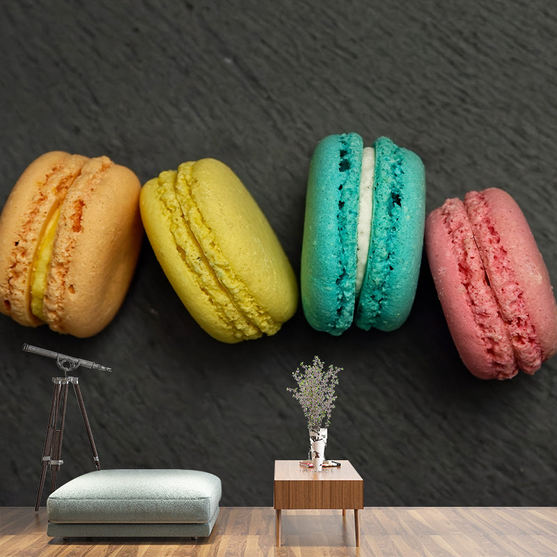 Tempting Macaron Snack Mural Wallpaper for Bakery Cake Shop, Commerce Decor
