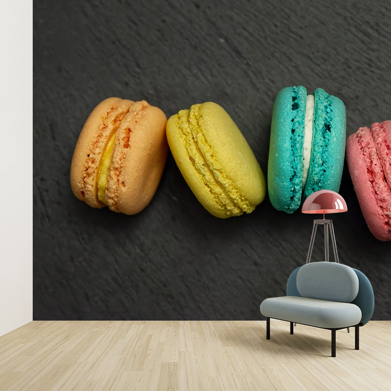 Tempting Macaron Snack Mural Wallpaper for Bakery Cake Shop, Commerce Decor
