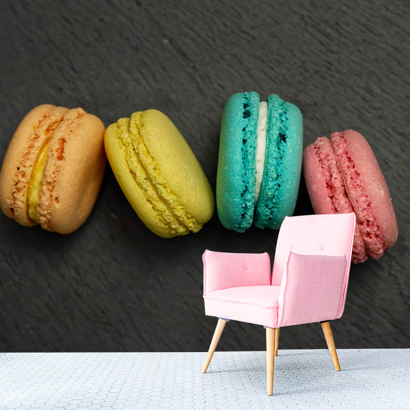 Tempting Macaron Snack Mural Wallpaper for Bakery Cake Shop, Commerce Decor