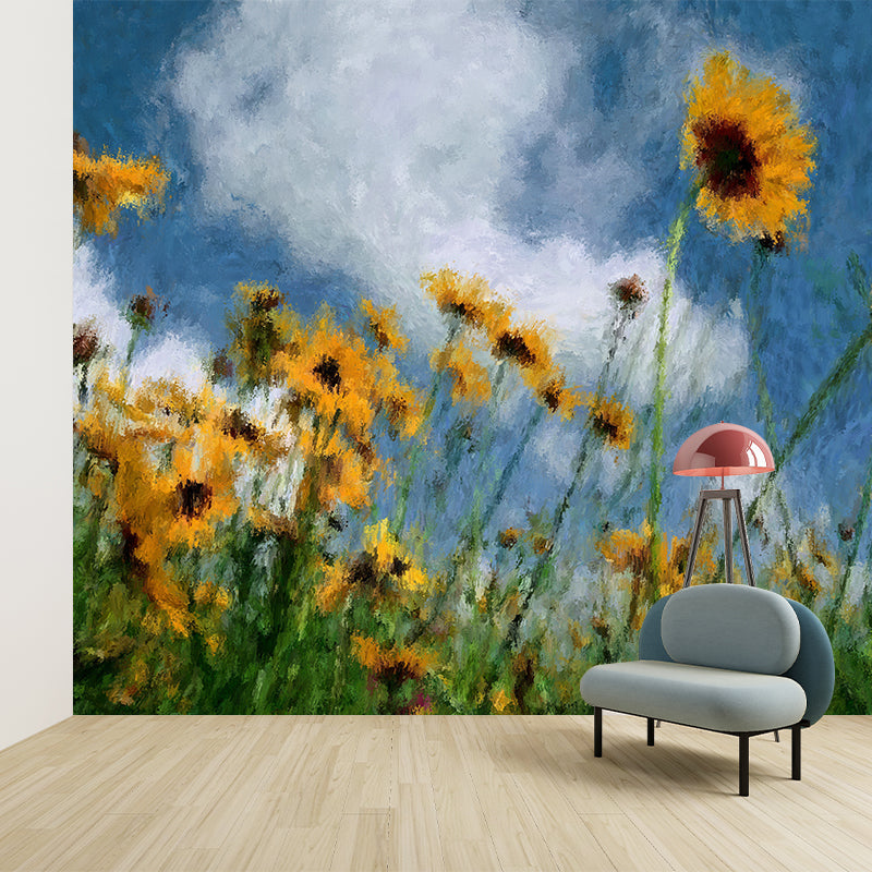 Illustration Flower Mural for Living Room Decoration Waterproof, Made to Measure
