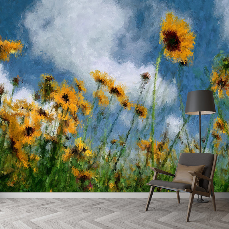 Illustration Flower Mural for Living Room Decoration Waterproof, Made to Measure