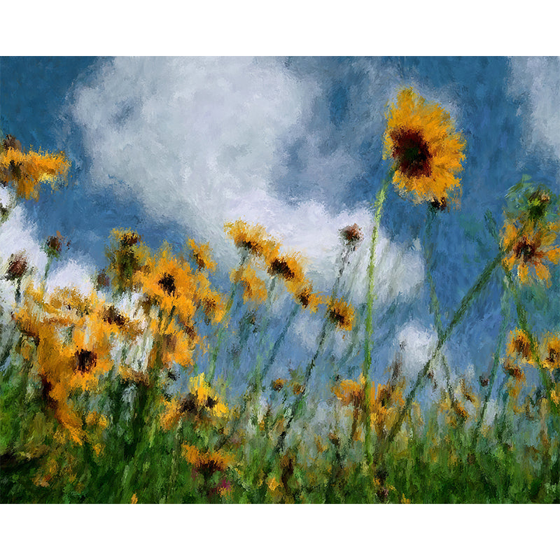 Illustration Flower Mural for Living Room Decoration Waterproof, Made to Measure