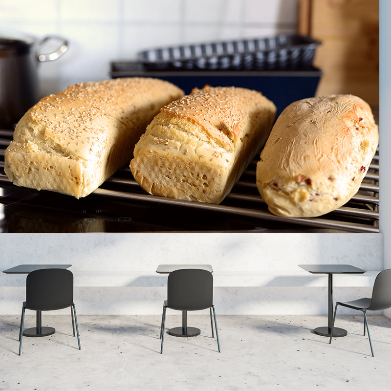 Tempting Bread Mural Wallpaper Water-Resistant Wall Covering for Dessert Shop Decoration