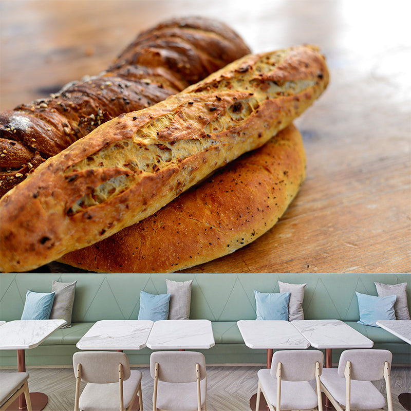 Tempting Bread Mural Wallpaper Water-Resistant Wall Covering for Dessert Shop Decoration