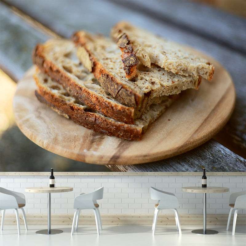 Tempting Bread Mural Wallpaper Water-Resistant Wall Covering for Dessert Shop Decoration