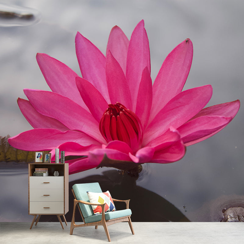 Blooming Flower Wall Mural Water-Resistant Contemporary Wall Covering for Bedroom