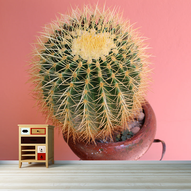 Tropical Cactus Mural Wallpaper Water Resistant Wall Decor for Bedroom