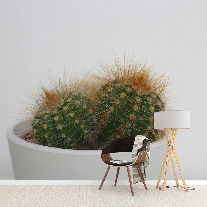 Tropical Cactus Plant Wall Mural Decal Customized Size Minimalist Wall Art for Meeting Room