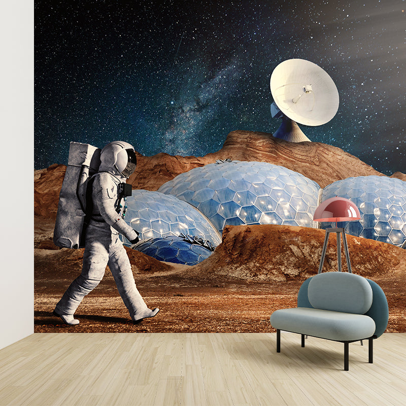 Astronaut Wall Decals Outer Space Mural for Bedroom Stain Resistant, Customer Size