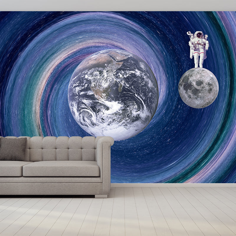 Papier peint mural d'astronaute, décoration murale de couleur foncée, anti-taches, pour salle d'étude