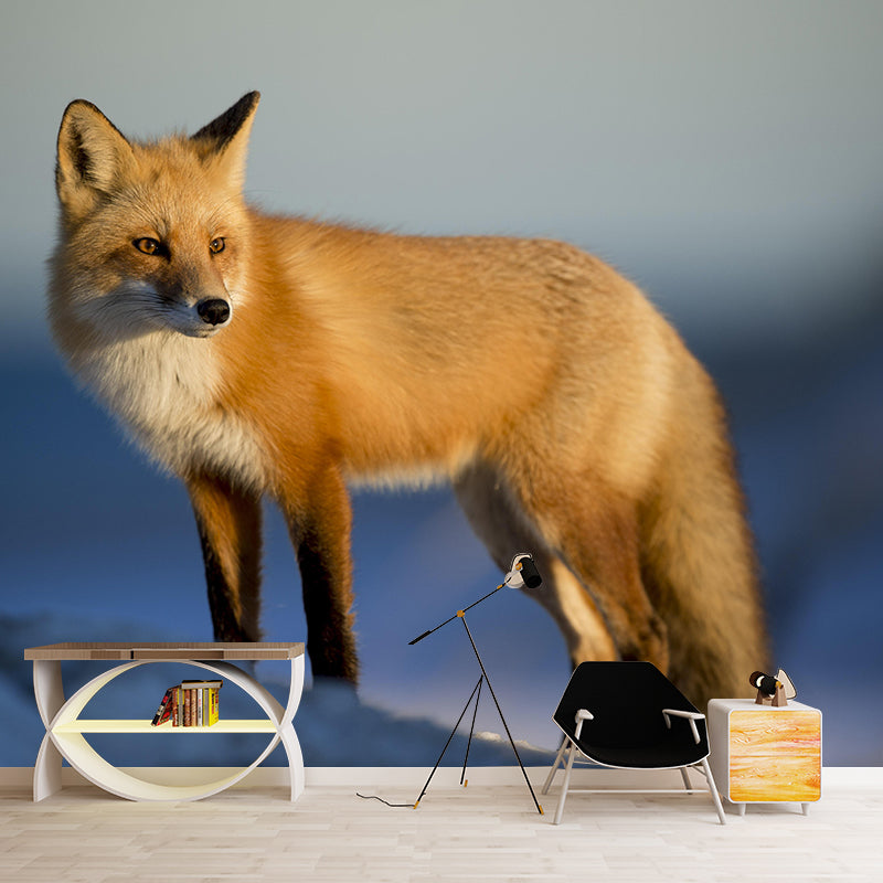 Photography Mural Wall Decor Red Fox Mildew Resistant Living Room Wall Mural Wall Art
