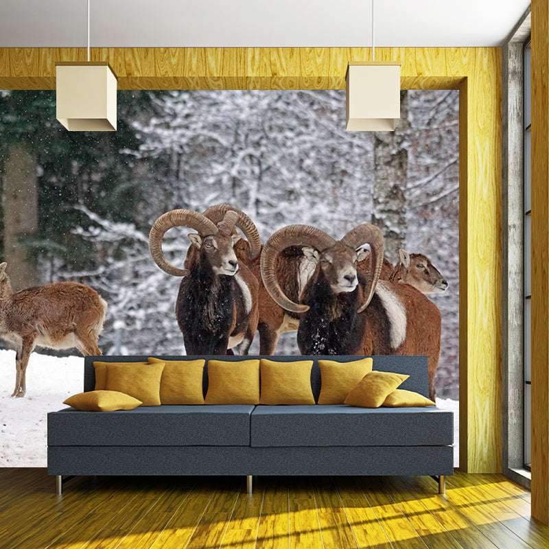 Modern Ovis Musimon Mural Wall Decor Mildew Resistant Living Room Wall Mural for Wall Decor