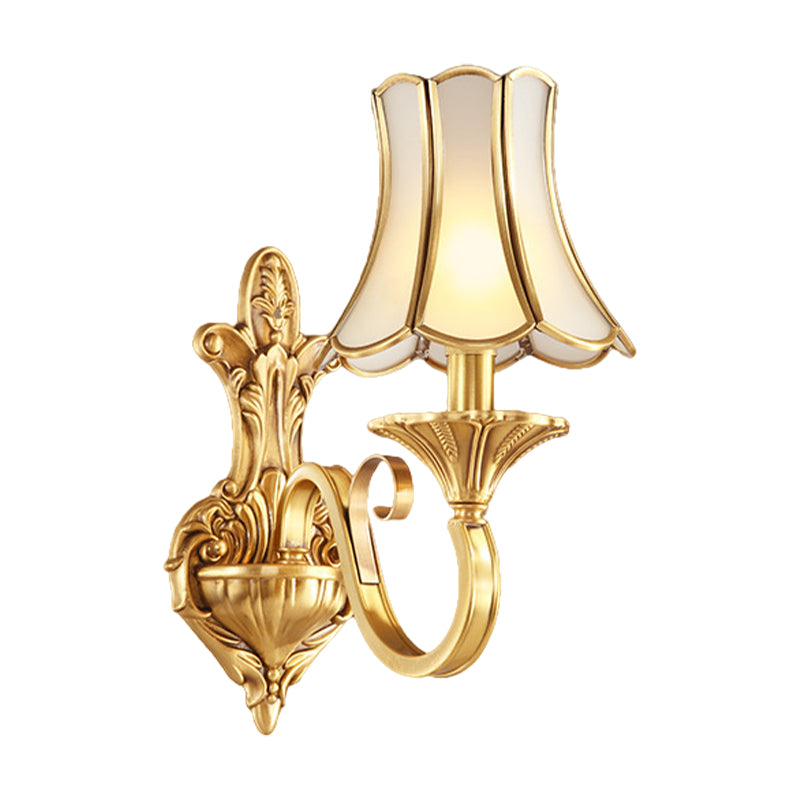 Brass Gold Finish Wall Light Sconce Scrolled Arm 1/2 Bulbs Colonial Style Wall Mount Lighting