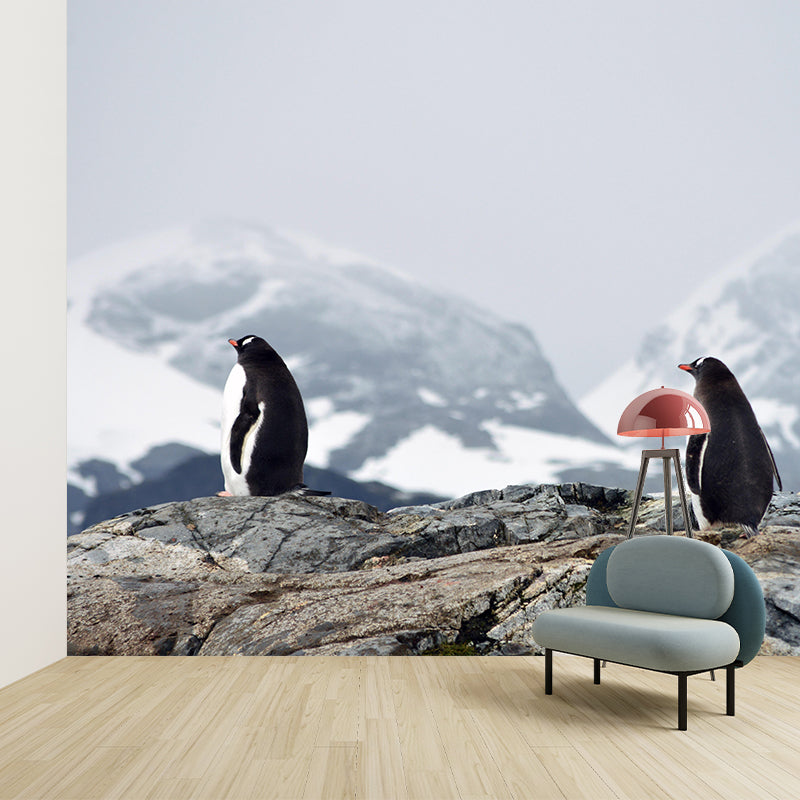 Modern Penguin Mural Wall Decor Mildew Resistant Living Room Wall Mural for Wall Decor
