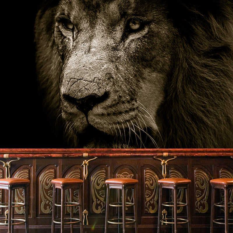 Modern Lion Face Portrait Mural Wall Decor Mildew Resistant Living Room Wall Mural for Wall Decor